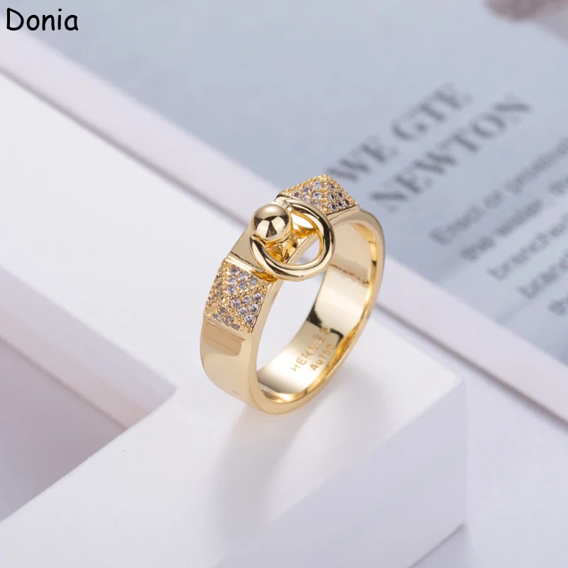 

Donia jewelry European and American luxury fashion luxury copper inlaid AAA zircon rivet ring hip hop jewelry ring
