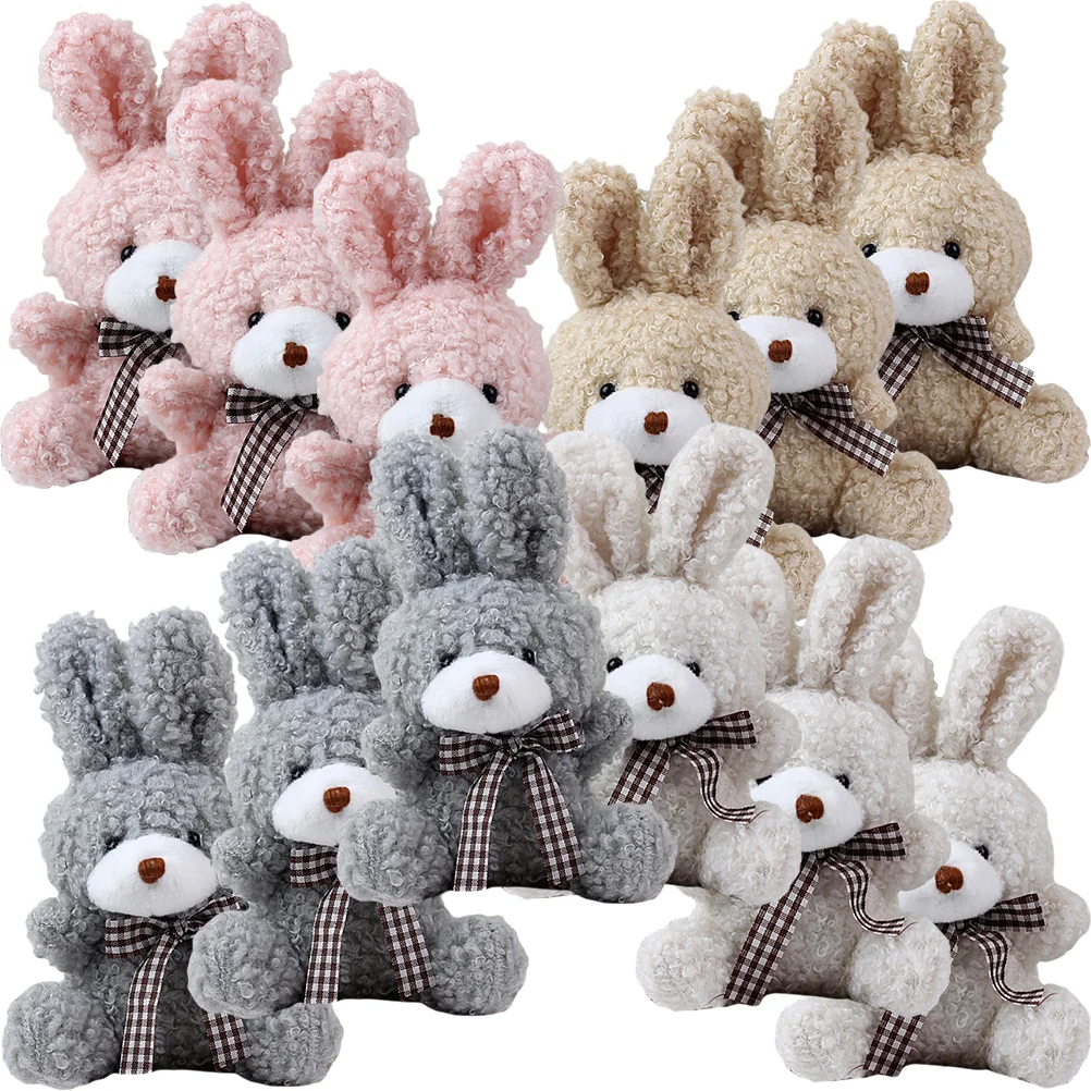 

12Pcs Mini Stuffed Animal Bunny Plush Keychain Decoration Rabbit Animal Toy for Easter Eggs Filler Birthday Wedding Party Favors