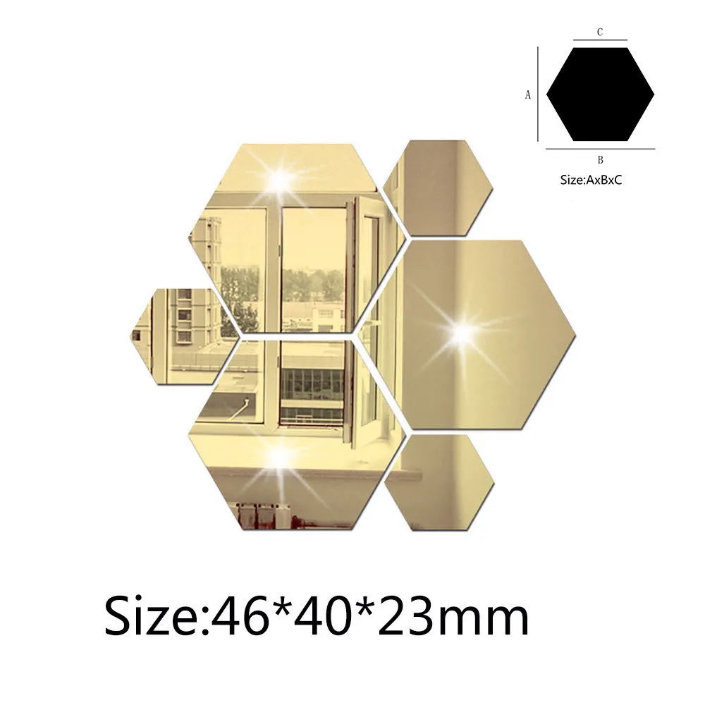 

Hexagon Mirror Wall Sticker Hexagonal Pattern Removable Decal 3D DIY Home Decoration Self Adhesive Art Posters And Stickers 36pc