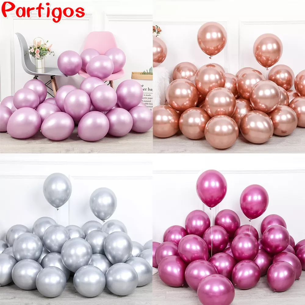 

NEW2023 20pcs 12inch New Glossy Baby Pink Metal Pearl Latex Balloon Rose Gold Thick Chrome Metallic Globos Wedding Birthday Part