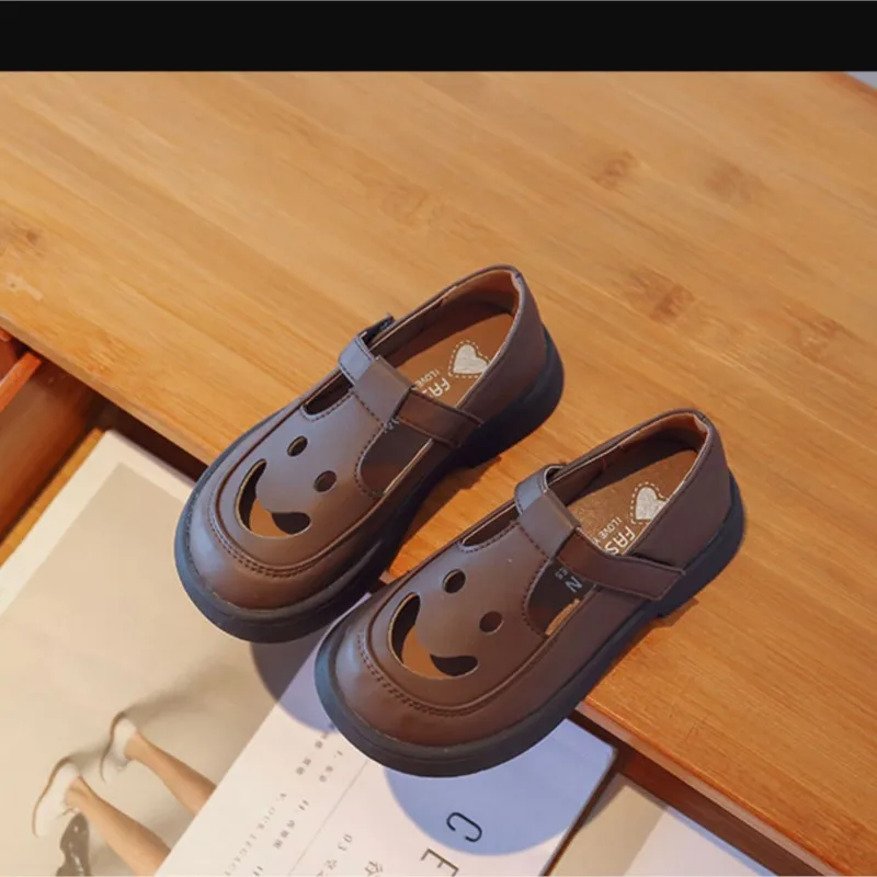 

Осенняя детская кожаная классическая обувь принцессы для девочек Мэри Джейн улыбающееся лицо мягкая подошва на плоской подошве детская Студенческая школьная обувь