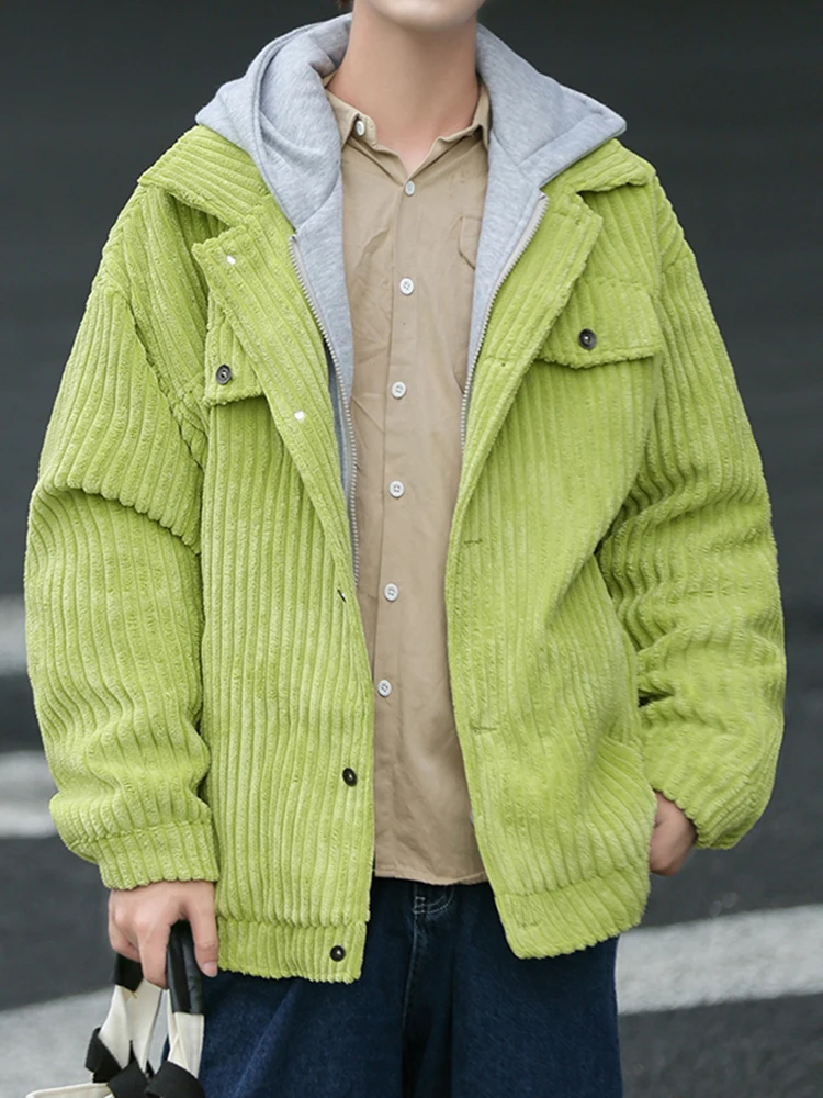 Вельветовая верхняя одежда зеленого авокадо мужская осенне-зимняя американская