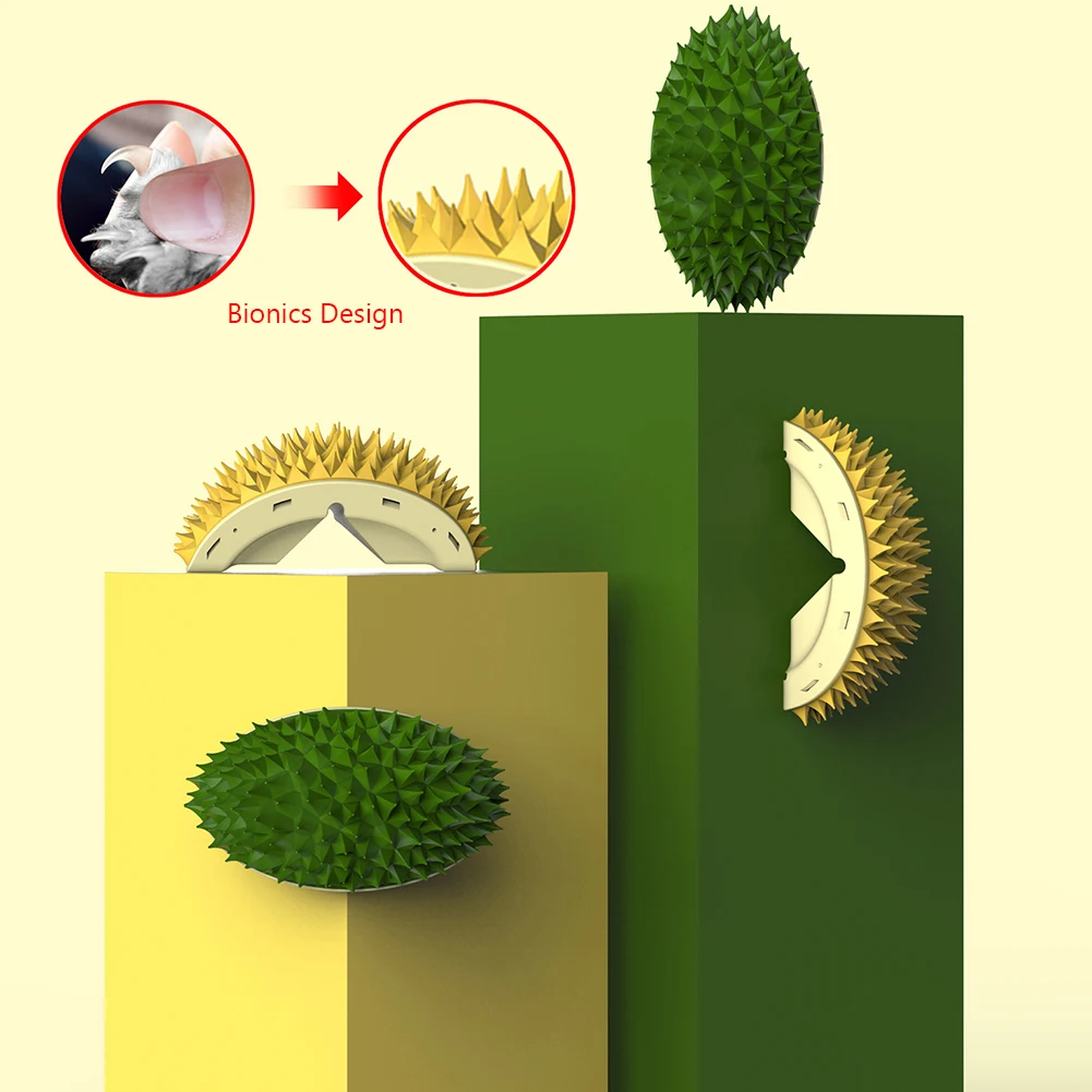 

Durian Shape Wall Corner Massage with Cat Mint Massage Cat Comb Tooth Cleaning Rubs Face Brush Interesting Pet Grooming Supplies