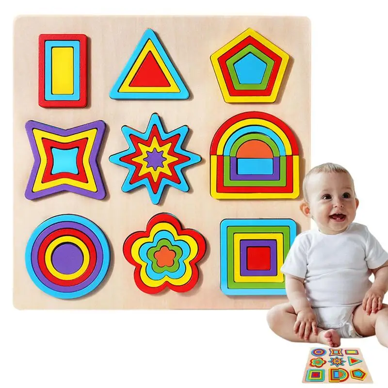 

Деревянная головоломка Монтессори разной формы, Дошкольное обучение, Обучающие игрушки Монтессори, Детские пазлы для малышей, форма планшетов
