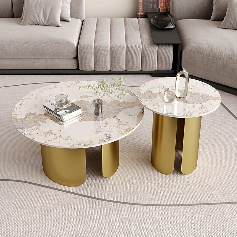 

Роскошные итальянские журнальные столики для гостиной, Мраморный Круглый центральный поднос, диванные боковые столы, столик под раковину, ...