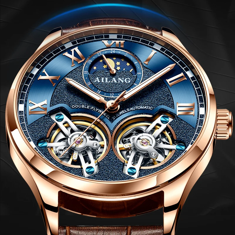 

AILANG original brand men's watch luxury mechanical watch double tourbillon steel strap fashion automatic watch