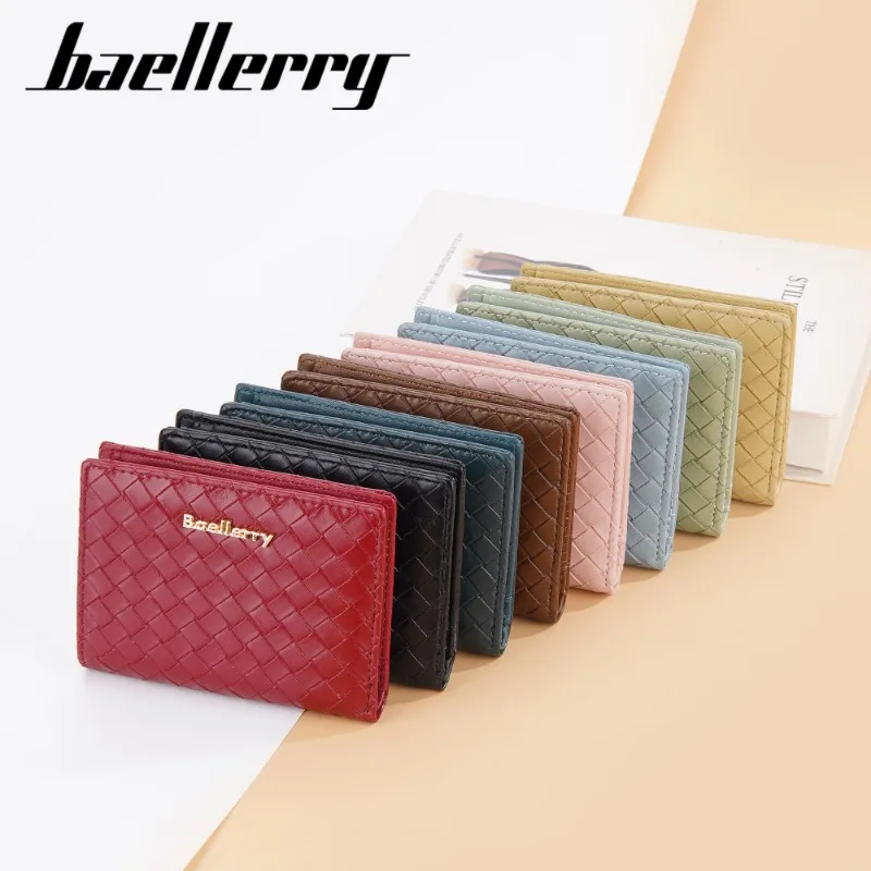 Новый женский кошелек Baellerry с плетеным узором, короткий, на кнопке, с множеством отделений для карт, для хранения кредитных карт, тонкий кошелек (art.: 3920d9a00178f) - 3920d9a00178f