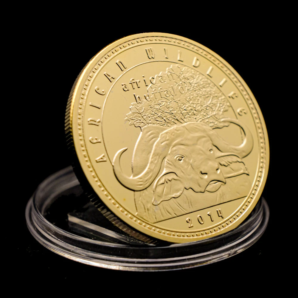 Позолоченные сувениры с африканскими дикими животными буйвола Замбия квача