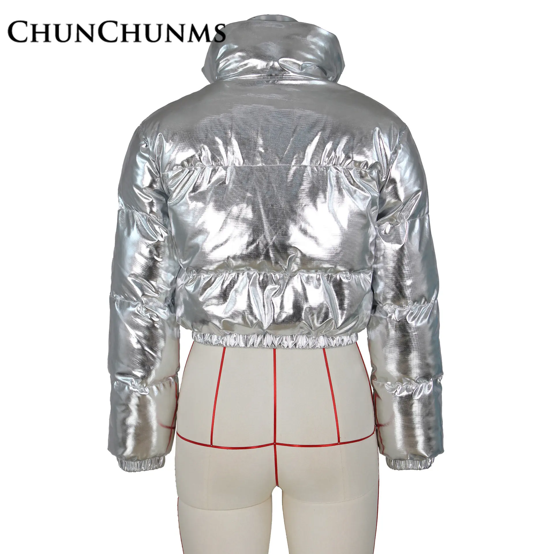 Gold Stamping Short Down Jackets Women North Hipster Casual Winter Warm Padded Cotton Coats Oversize Puff Parka Street Y2k 2022
