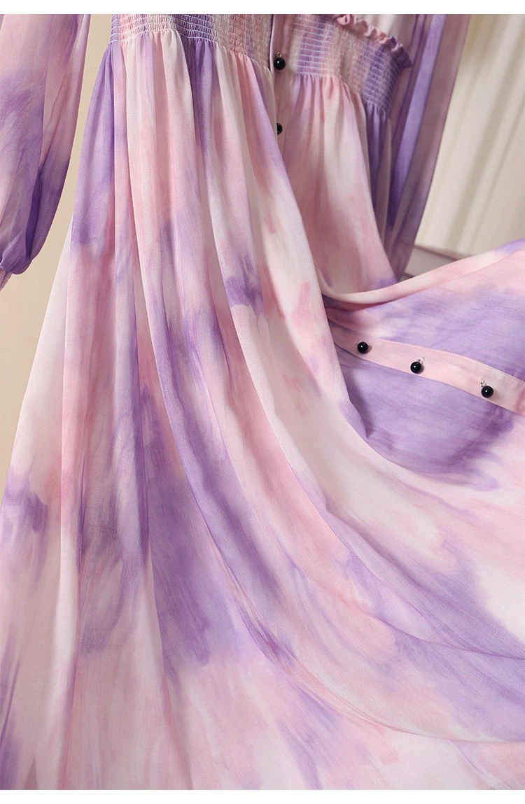 Женское богемное Платье с принтом длинным рукавом и галстуком-бабочкой - купить