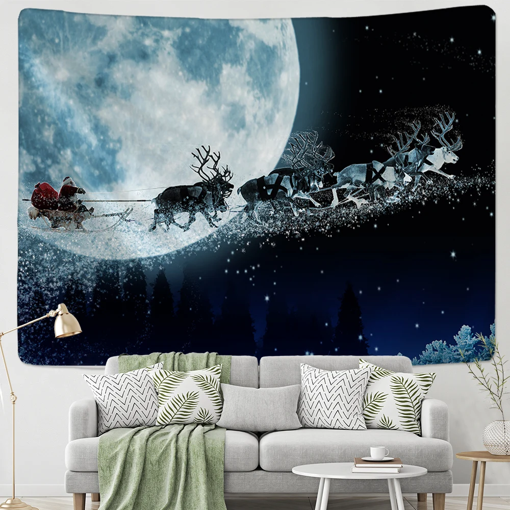 

Black Light Tapestry UV Reactive Christmas Reindeer Tapestry Christmas Wall Hanging Living Room Bedroom Dorm Indie Home Decor