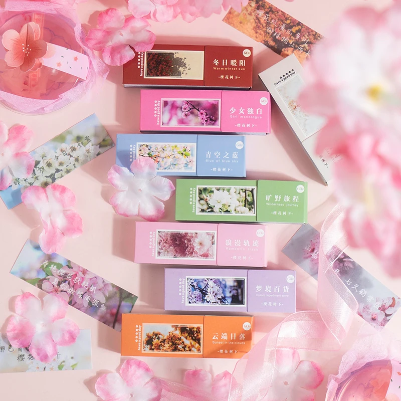 

Dimi 60Sheets Cherry Blossoms Series Washi Strip Sticker Book Tearable Adhesive Label DIY Phone Scrapbooking Stationery Stickers