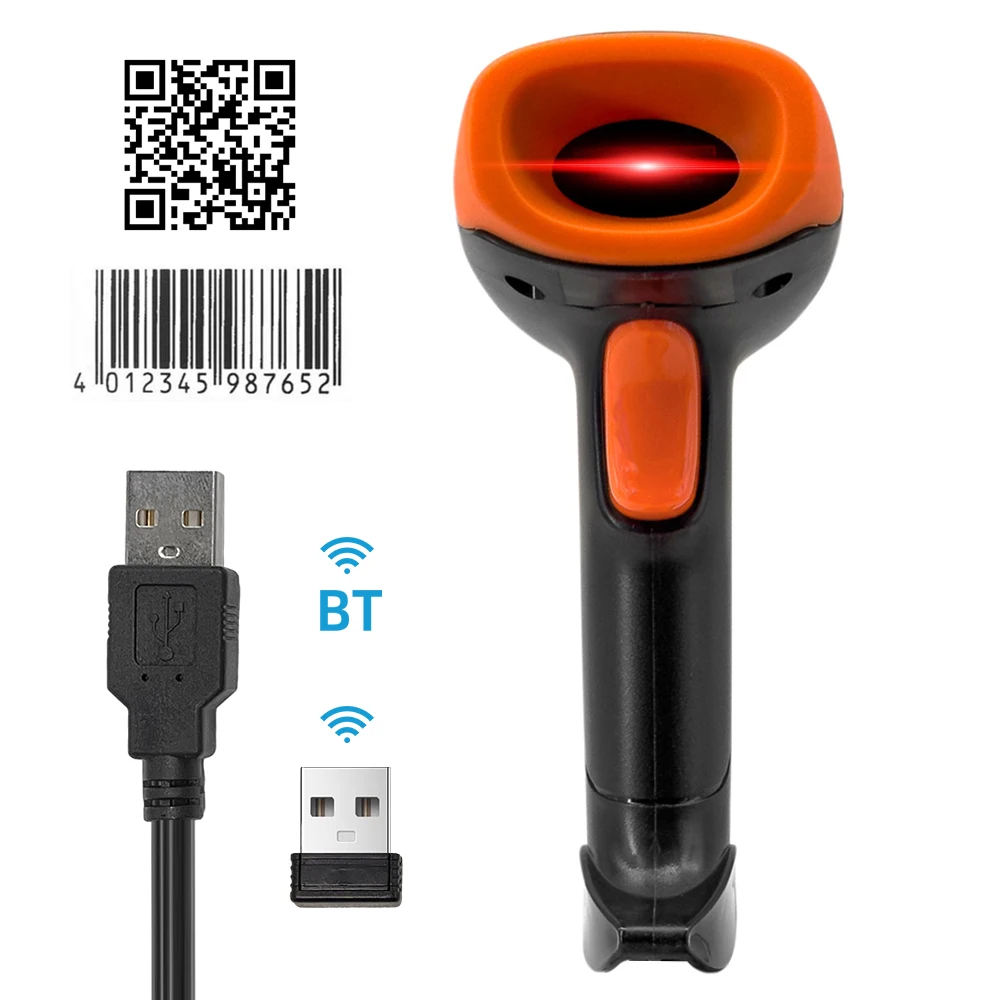 Ручной сканер штрих-кода Aibecy 1D/2D/QR BT с беспроводным USB-принтом 2 4G проводное