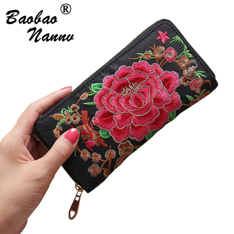 

Women Long Wallets 2023 New Ethical Embroidery Card Holders Cellphone Pocket Pouch Handbag Lady Money Bag Clutch Female Wallet