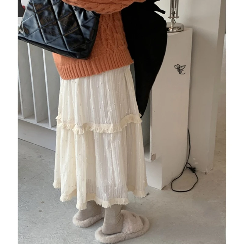 

Maxi Long Tulle White Skirts for Women Gothic Pleated Skirt Casual Party Fairycore Autumn Winter Jupe Longue 2023 Falda Mujer