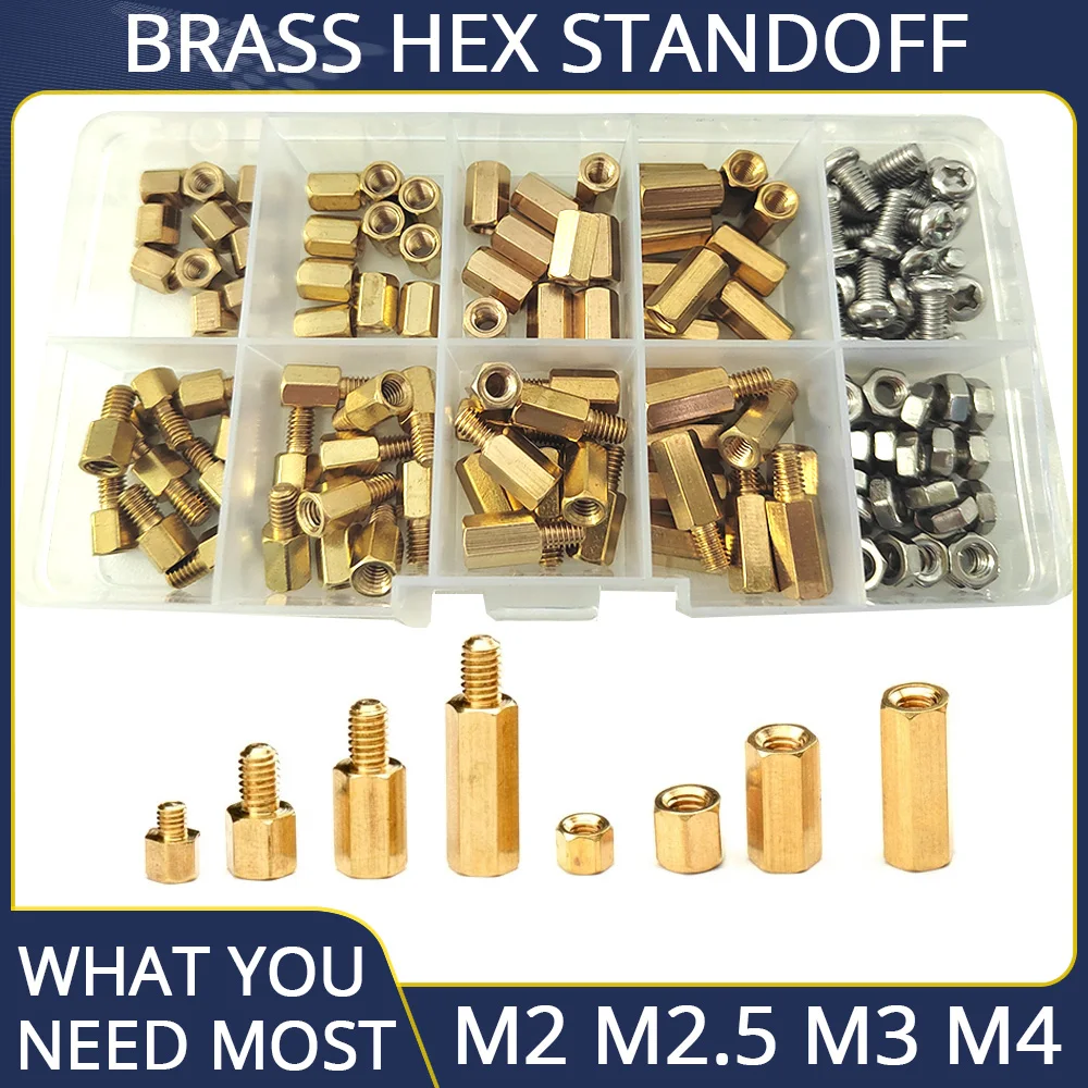 

M2 M2.5 M3 M4 Hex Standoff Motherboard PCB Spacer Brass PC Board Stand off Column Stud Copper Pillar Bolt Screws Nut Assortment