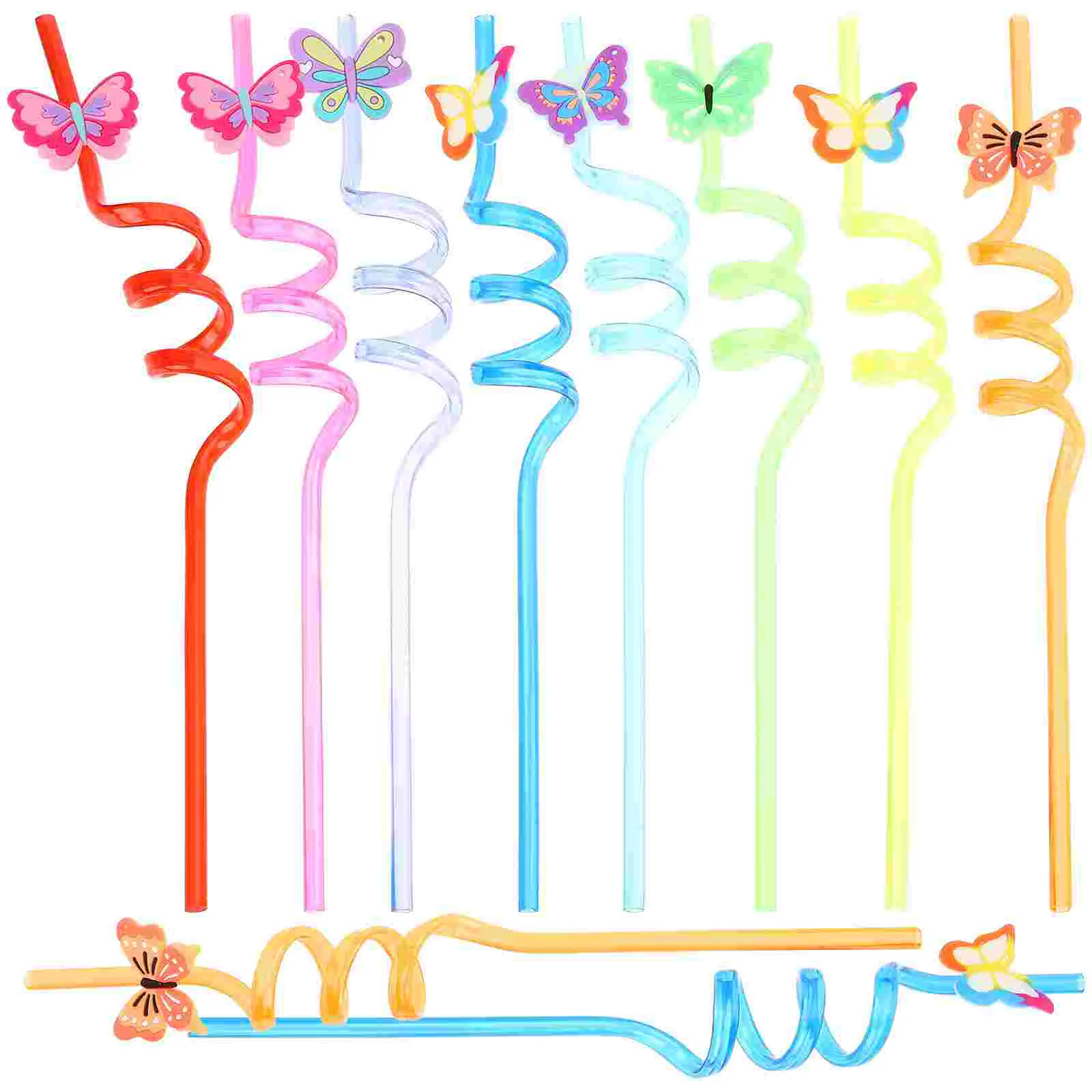 

10 Pcs Bent Pipe Jumbo Straws Party Reusable Plastic Pvc Bachelor Decorations Child Butterflies Shape