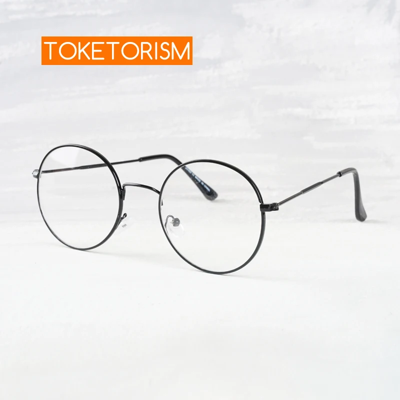 

Toketorism Retro Metal Round Glasses For Women Vintage Optical Frame Men's Plain Eyeglasses 091
