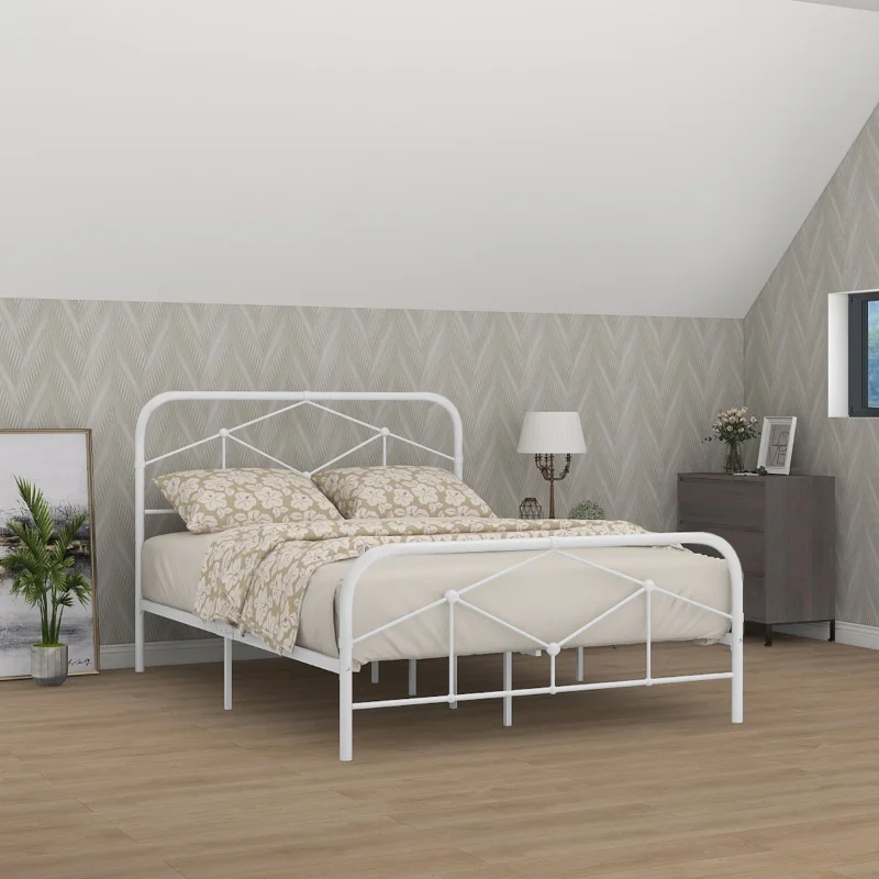 Modern Style Home Bed In White And Black Civil Furniture[us Stock]