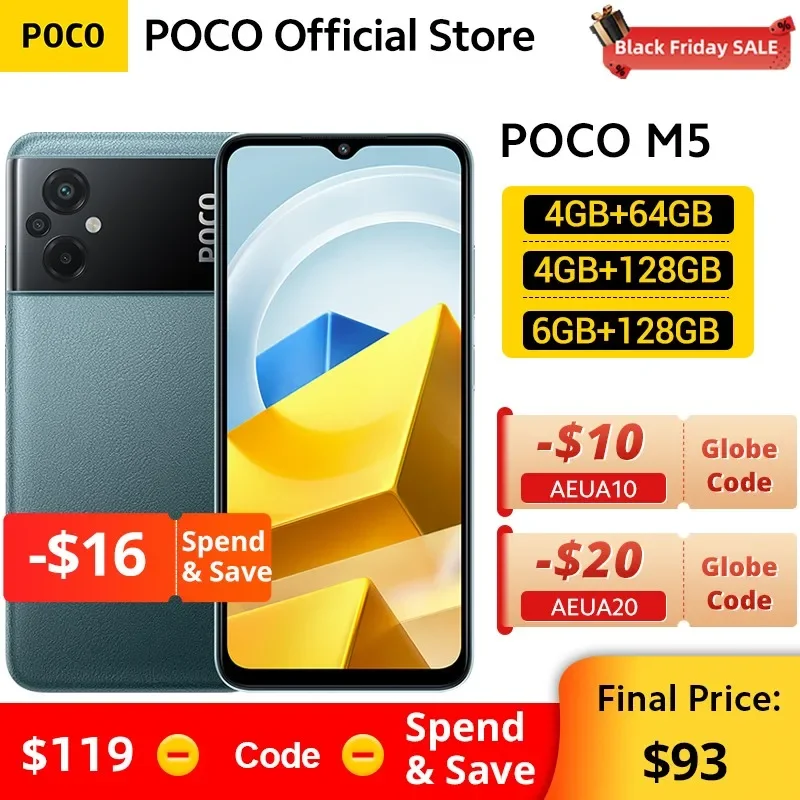 Global Version POCO M5 64GB / 128GB Helio G99 NFC 50MP AI Triple Camera 6.58" 90Hz FHD+ Display 18W 5000mAh Battery