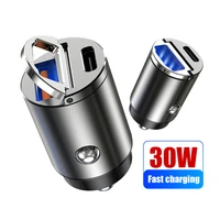 30w car charger adapter 12 24v dual usb fast charging adapter pd type c cigarette socket car charger for iphone 13 huawei xiaomi
