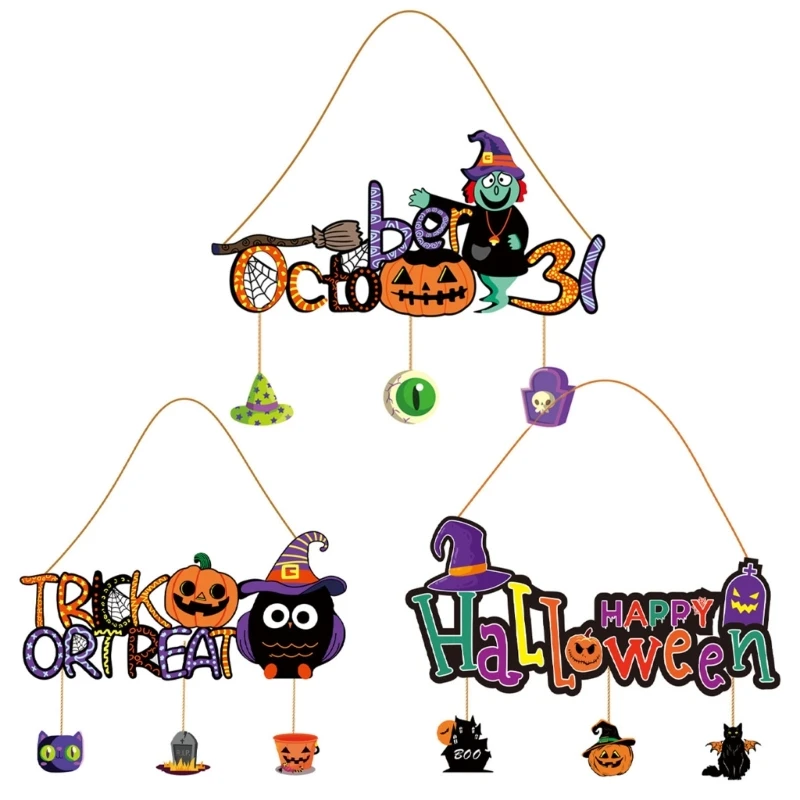 

Wooden Pendant HappyHalloween Letter Sign Fall Hanging Ornament Window Display Wall Mounted Decors Front Door Porch Sign