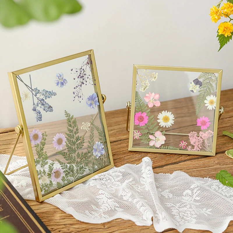 

Transparent Glass Photo Frame Creative DIY Dried Flower Display Office Desktop Ornament Frame for Poster Picture Frame Gift