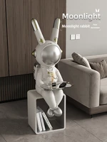 creative astronaut rabbit large floor home decoration accessories metal pallet living room resin animal floor ornaments statue
