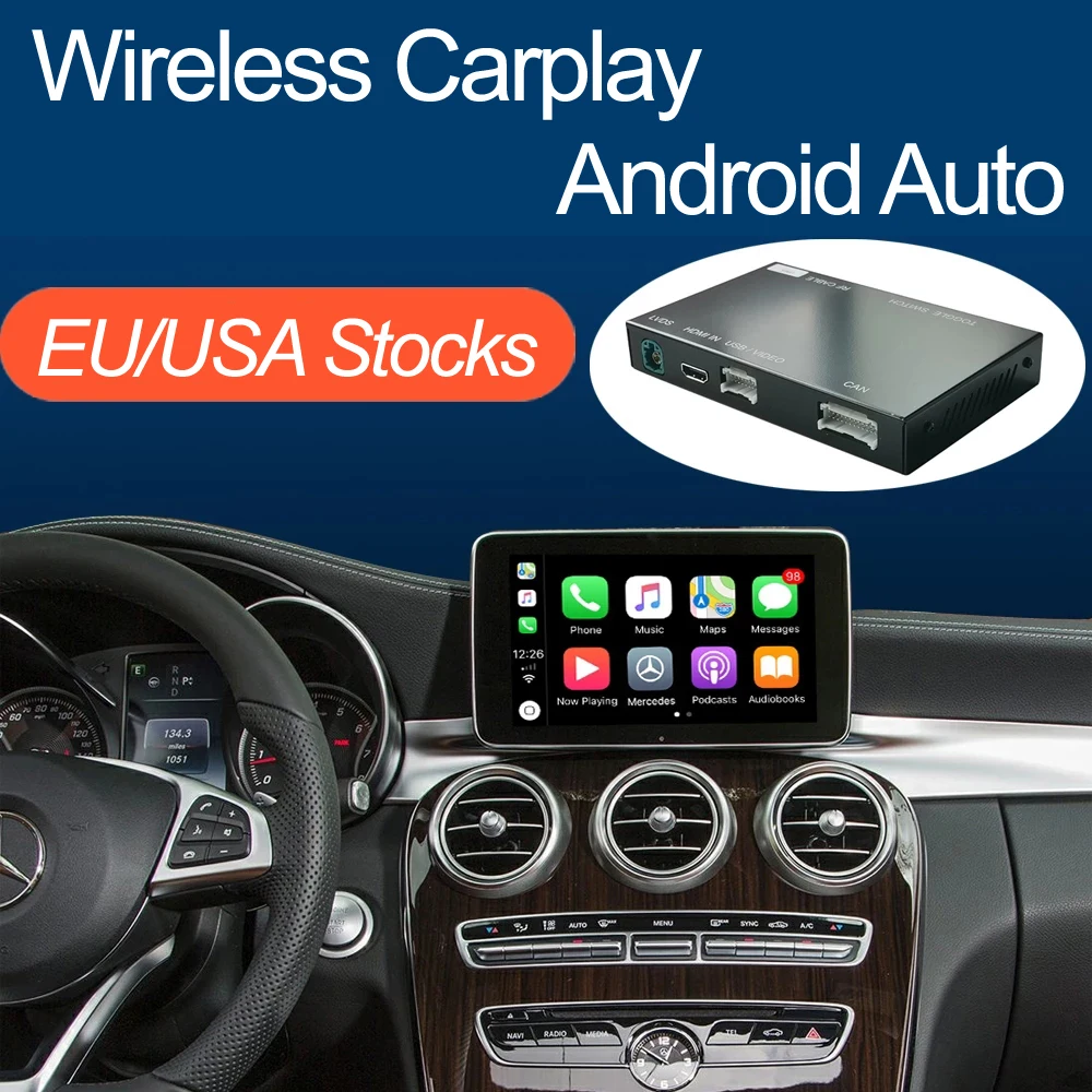 Wireless Apple CarPlay Android Auto Interface for Mercedes Benz C-Class W205 GLC 2015-2018, with Mirror Link AirPlay Car Play