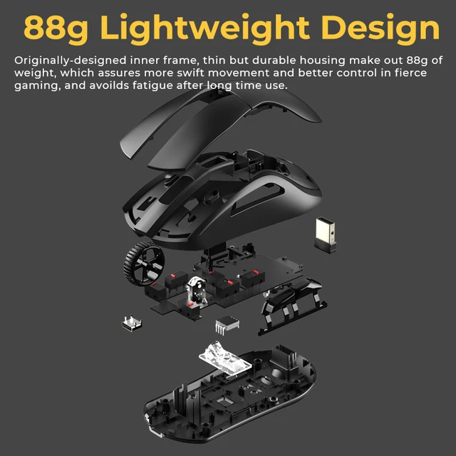 DAREU PC Gaming Mouse Tri-mode Connect Bluetooth Wired 2.4G Wireless 6