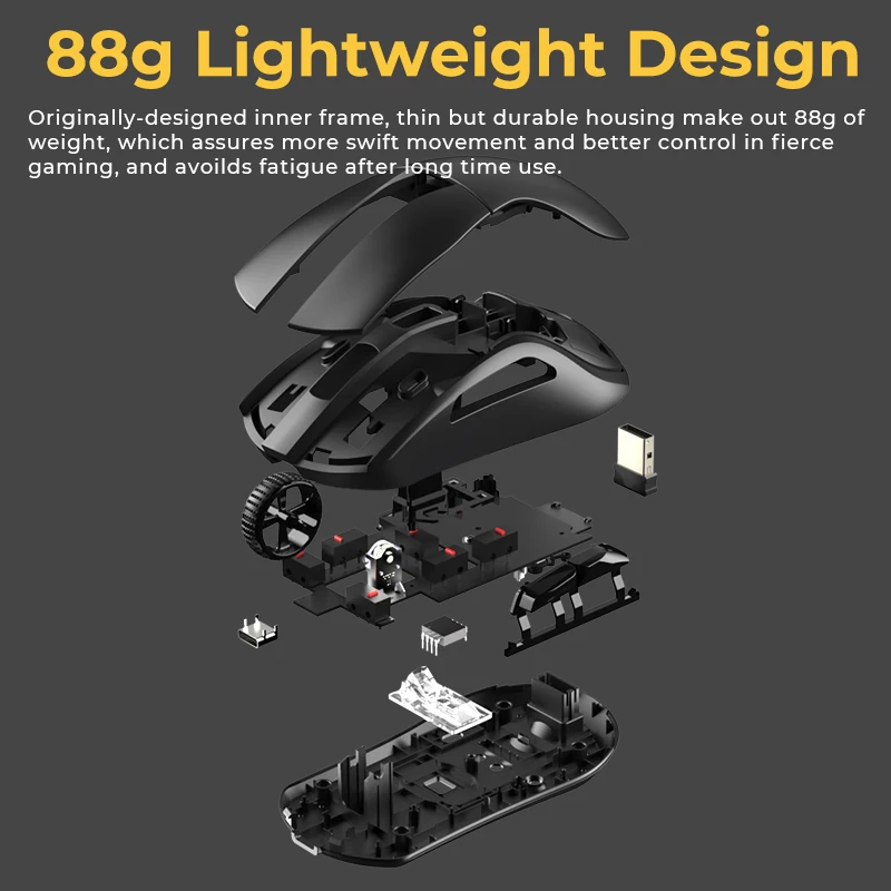 DAREU PC Gaming Mouse Tri-mode Connect Bluetooth Wired 2.4G Wireless Mice with Charging Base KBS Buttons for Laptop Gamer |