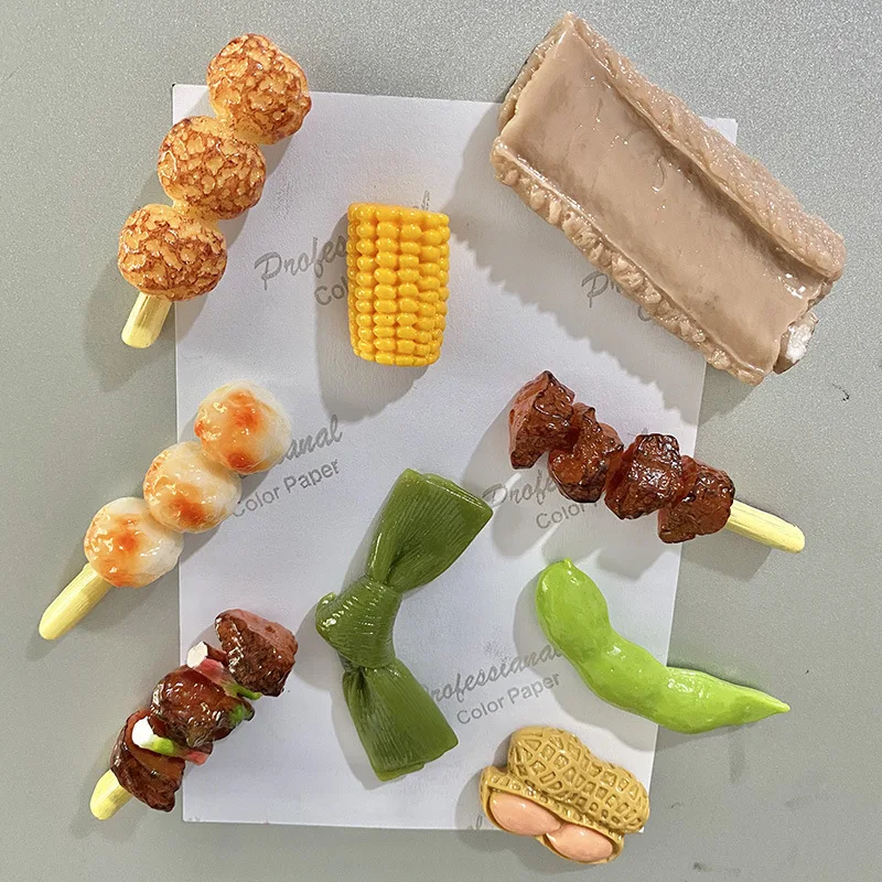 

Food Vegetable Bread Chicken Leg Magnet Refrigerator Sticker Edible Toy Resin Decorative Diy Accessories Refrigerator Patch