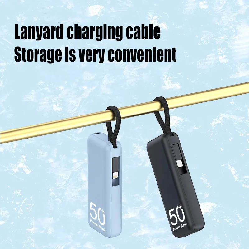 5000mAh Portable Power Bank Built in Cable External Spare Battery Pack Mini Powerbank For iPhone 14 13 12 Samsung S22 Xiaomi 12S