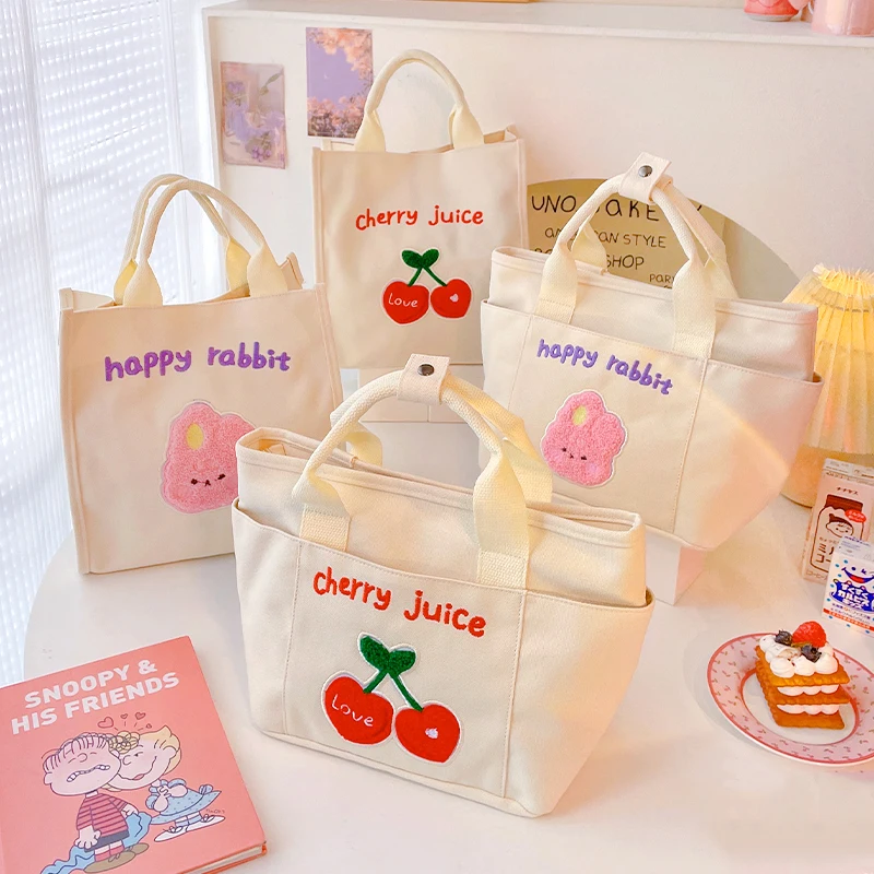 

High-value Lunchbox Bags Work People with Meals Lunch Bag Tote Bag Foreign Female Meal Bag Mommy Hand Carry Canvas Rice Pocket