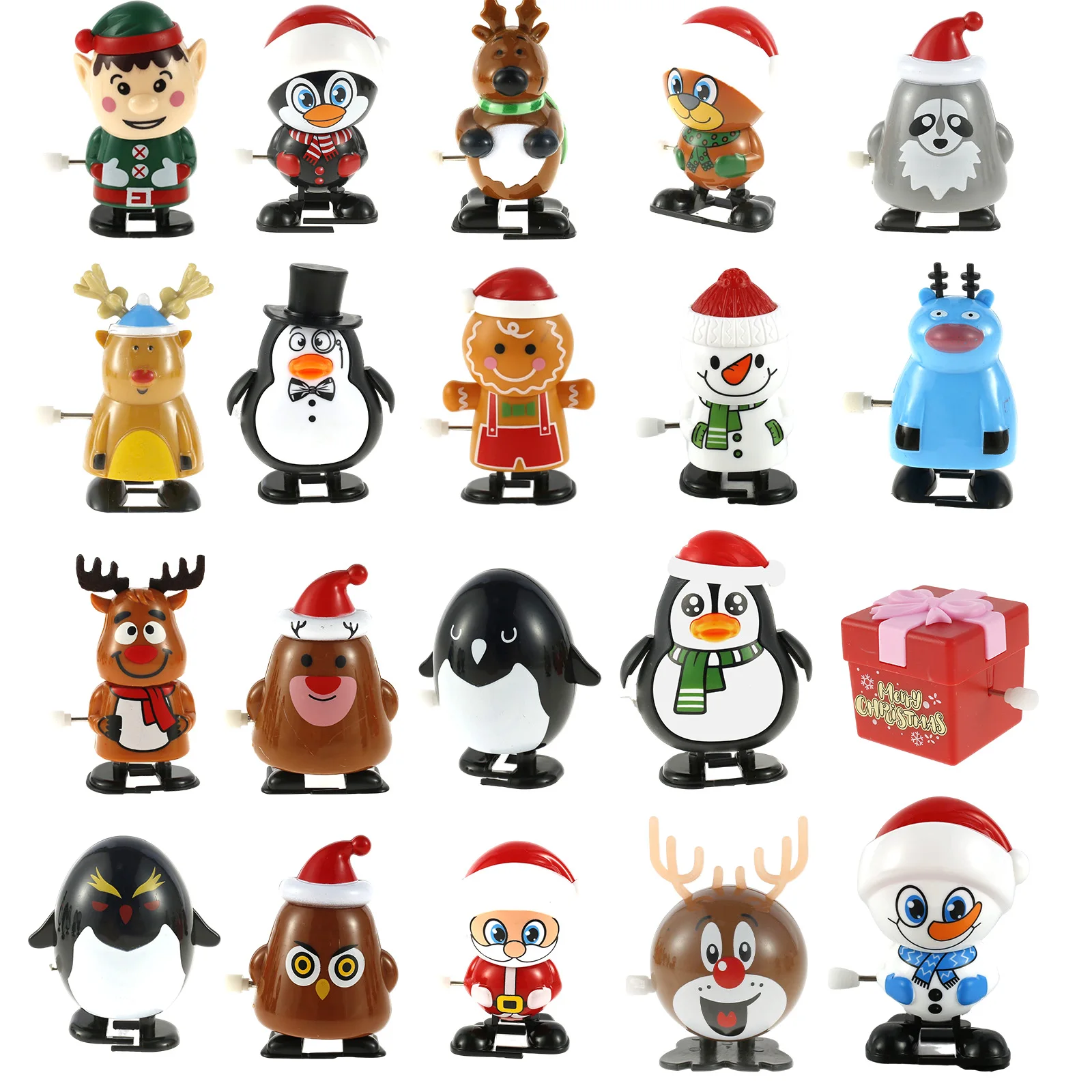 

New 20Pcs Christmas Wind Up Toys Assorted Christmas Clockwork Toys Creative Funny Walking Christmas Toys Reusable Flipping