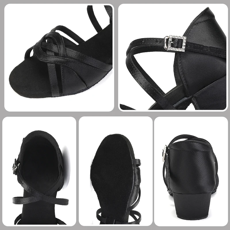 SWDZM SILK Children Dance Shoes for Toddler Ballroom Latin shoes Ladies Modern Tango Dancing practice Shoes Salsa Sandals 3.5CM