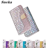 leather case for xiaomi redmi note 11 10s 8 7 6 pro 5a 6a women flip cases fashion glitter crocodile pattern splice phone coque