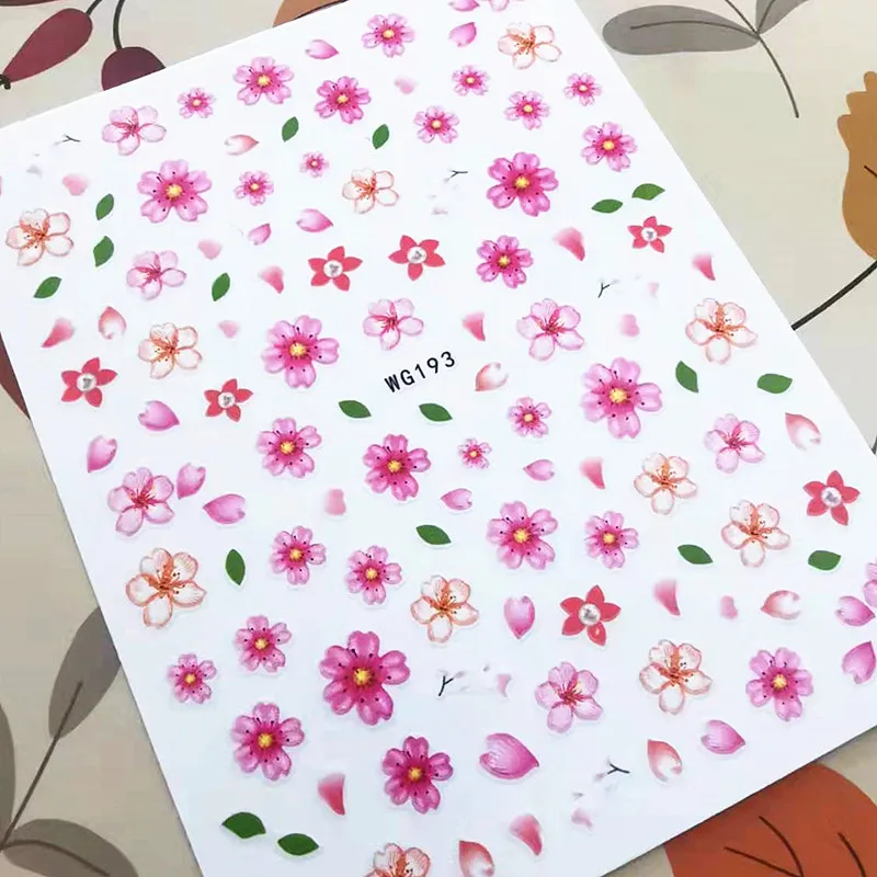 

Newest Spring Sakura Design Self Adhesive Back Glue DIY Decoration Decal Tools Nail Stickers WG 549