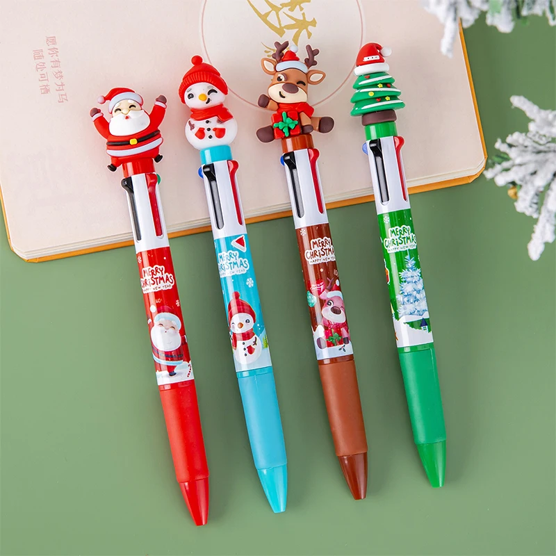 4 цвета милая рождественская шариковая ручка кавайные гелевые ручки с рисунком