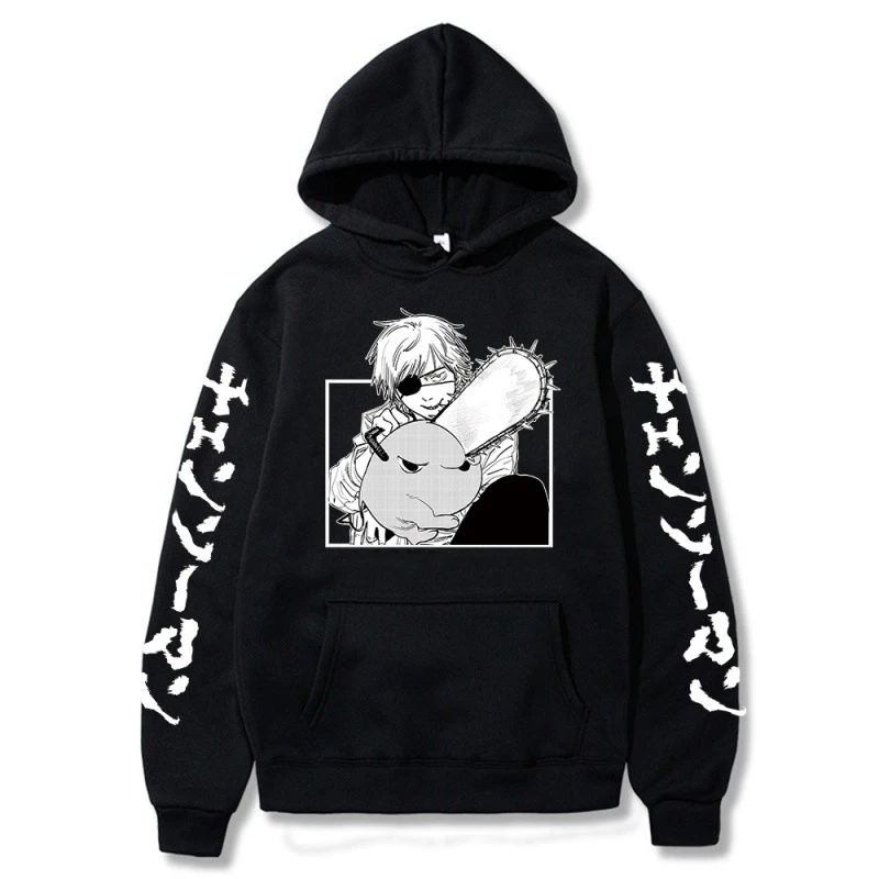 

Толстовка мужская с капюшоном и принтом бензопилы, Свитшот оверсайз в стиле аниме, уличная одежда для мальчиков и девочек, пуловер y2k, Осень-зима