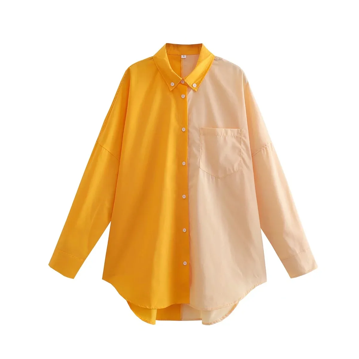 

Yahan Za 2022 Spring/Summer Women's New Contrast Color Fashion Temperament Thin Casual Long Sleeve Shirt