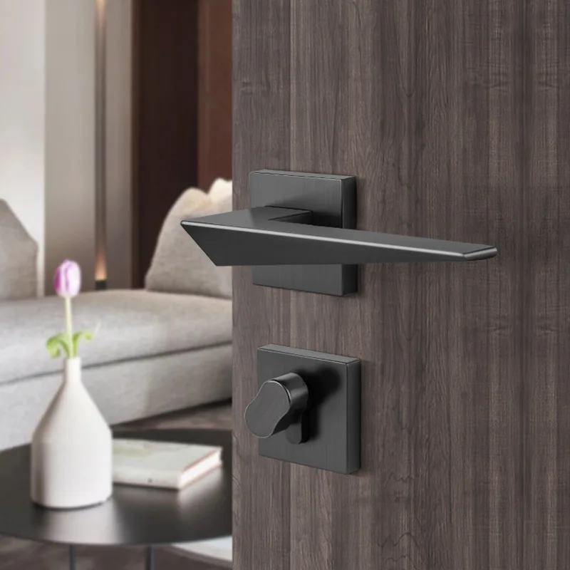 

Room door lock, indoor bedroom door lock, household black wooden door handle, simple and silent magnetic suction lock, easy to u