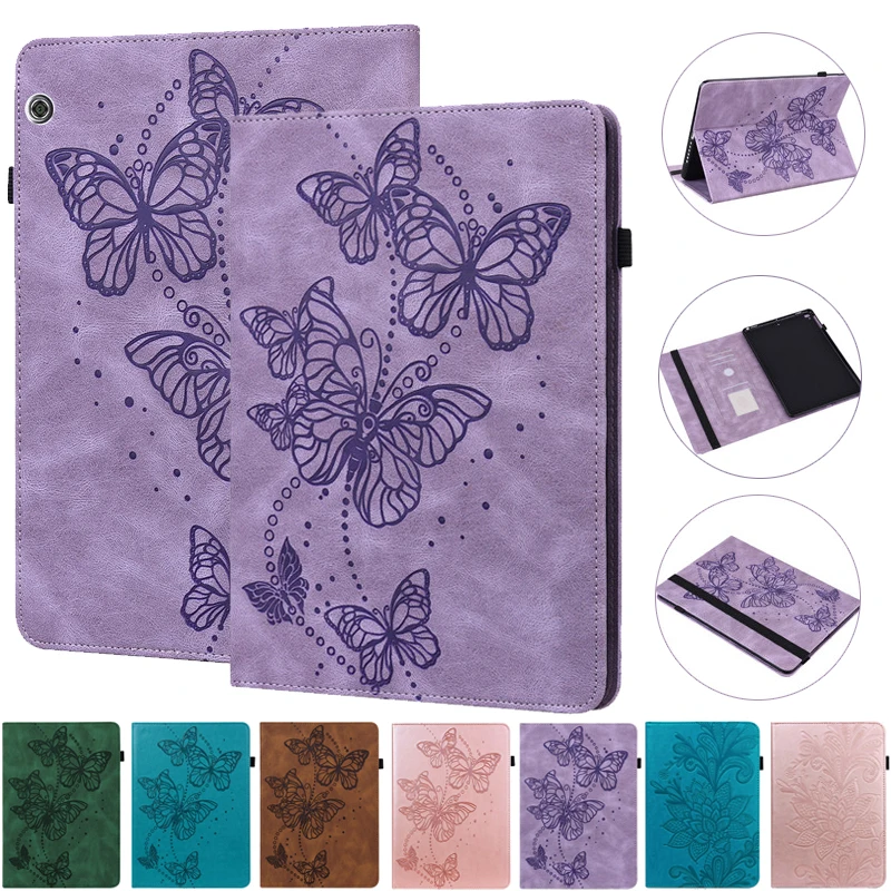 

For Huawei Media Pad T5 Case AGS2-L09 W09 W09 Cute Flower Butterfly Embossed Tablet for Funda Huawei Mediapad T5 10 1 Case Cover