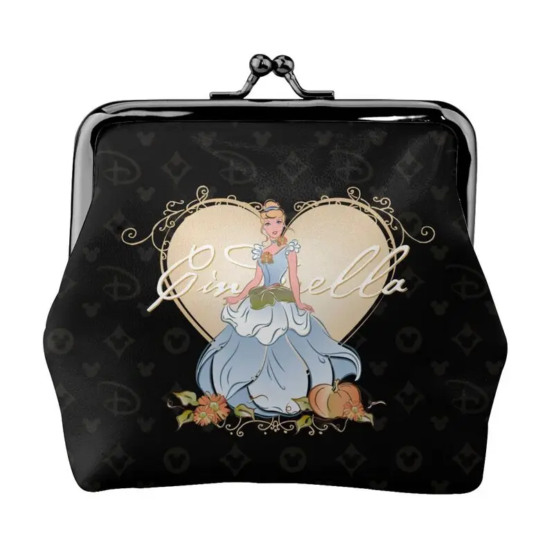 

Disney Brand Bag New Woman Cartoon Print Leather Kiss Lock Coin Purse Design Short Wallet High Quality Girl Clutch Card Holder