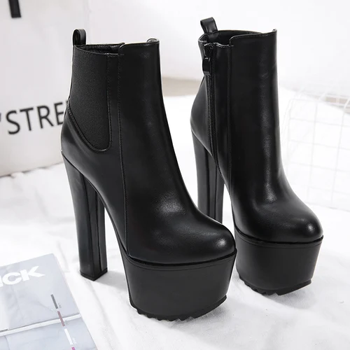 

2022 New Arrival 16cm High Heel Women's Boot Winter Women Chelsea Ankle Boots Pipe Platform Clogs Heels Women Shoes Elegant