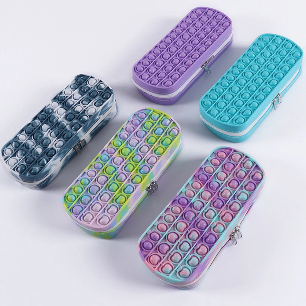 

Pressure Relief Push Bubble Pen Case Child Fun Squeeze Sensory Toy Zipper Stationery Bag Stress Relief Toy School Supplies