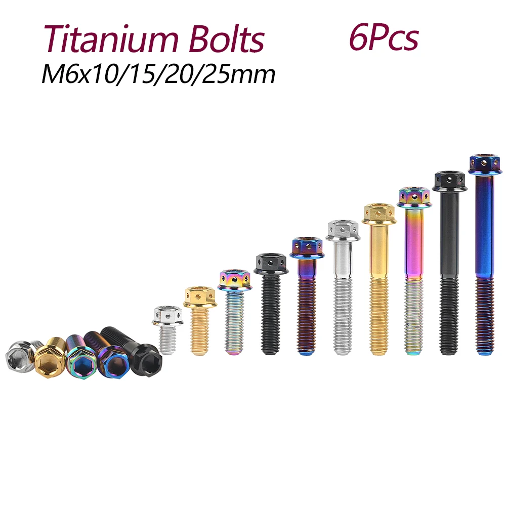 

Фотоболты M6x10/15/20/25 мм, винты с шестигранной фланцевой головкой для горных велосипедов, мотоциклов, аксессуары, 6 шт.