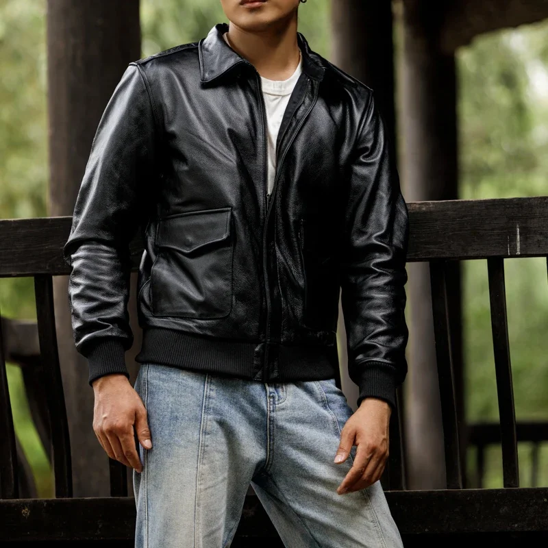 

YR! Бесплатная доставка. Оптовая Продажа. Мужская куртка из 100% натуральной кожи. Искусственная Классическая Повседневная модель A2. Дешевая ткань