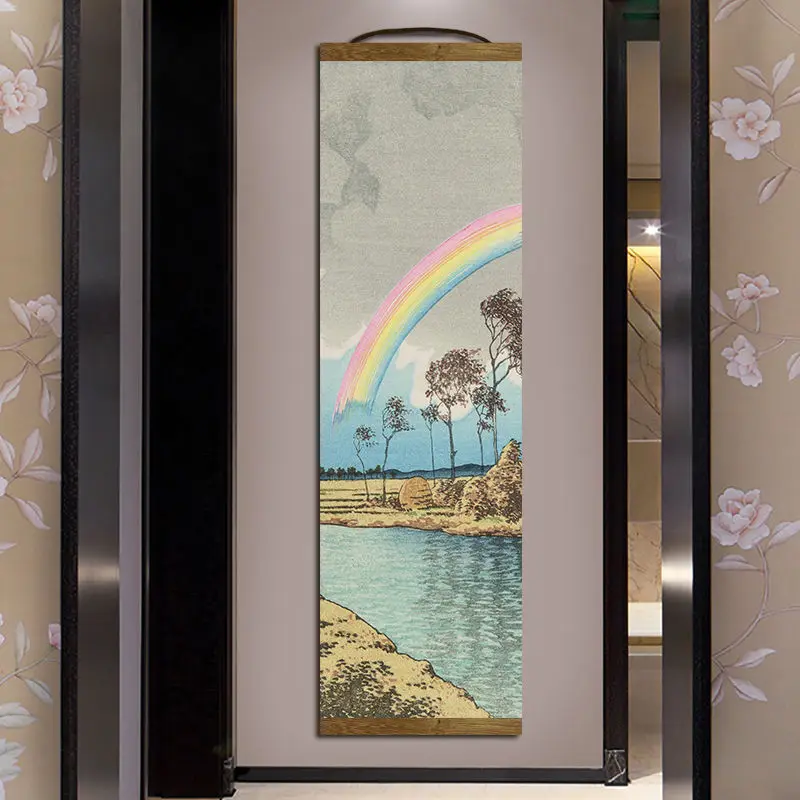 Холст в японском стиле с чернильным пейзажем декоративные настенные постеры для