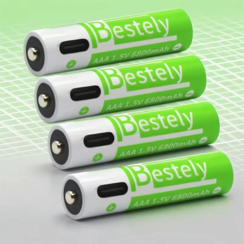 Фото Bestely 1,5 В/AAA 6800 мАч литиевые аккумуляторы большой емкости Type-C/USB AAA литий-ионный аккумулятор 2000 раз/велосипед с кабелем №1